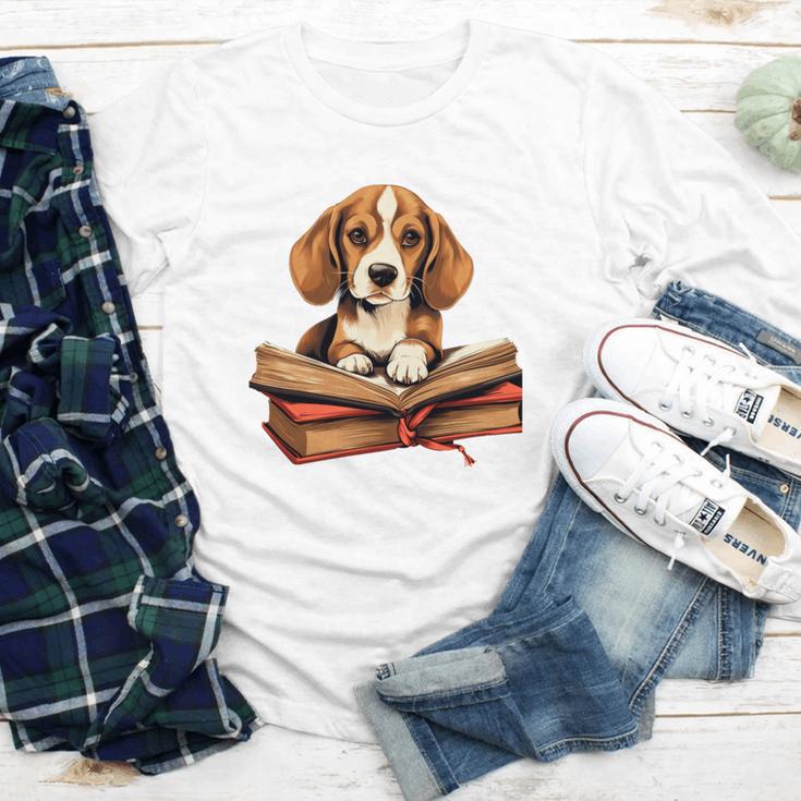 Cute Dog Beagle Reading Book Youth Long Sleeve Tee