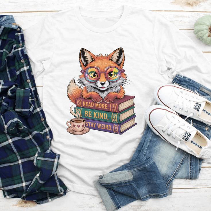 Cute Nerdy Fox Read Books Be Kind Stay Weird Book Club Premium Tri-Blend Youth Long Sleeve Tee