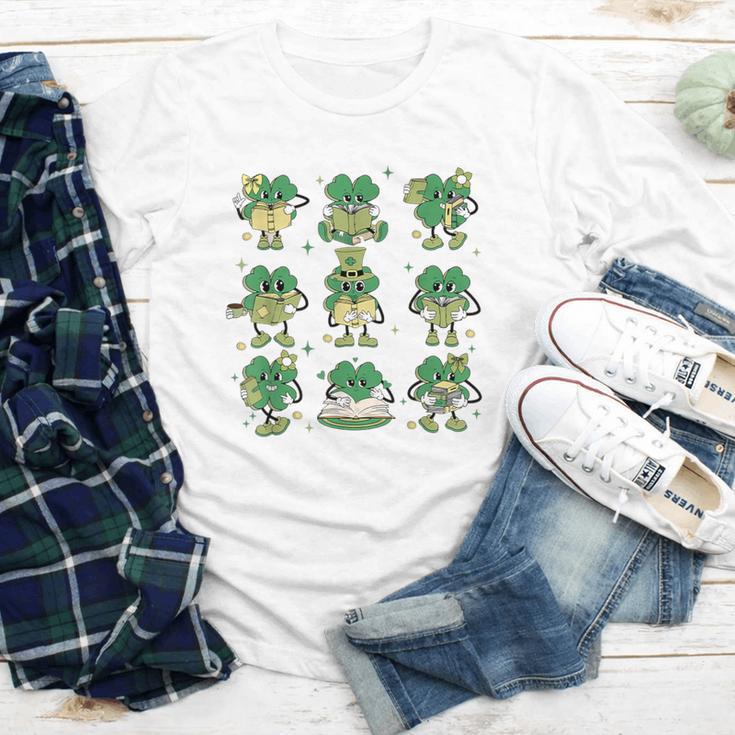 Cute Shamrock Reading Books St Patrick's Day Teacher Reading Youth Long Sleeve Tee