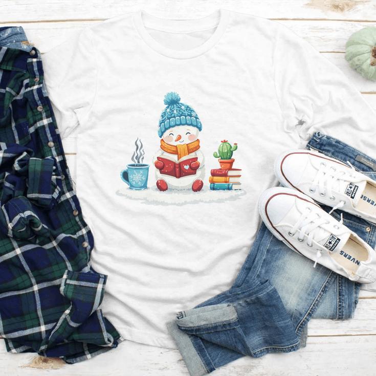 Cute Winter Cozy Snowman Reading Book Lovers Xmas Snowman Youth Long Sleeve Tee Cute Winter Cozy Snowman Reading Book Lovers Xmas Snowman Youth Long Sleeve Tee