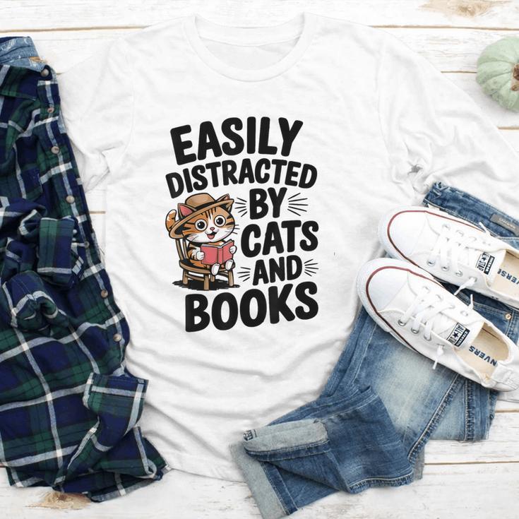 Easily Distracted By Cats And Books Lovers Reading Youth Long Sleeve Tee
