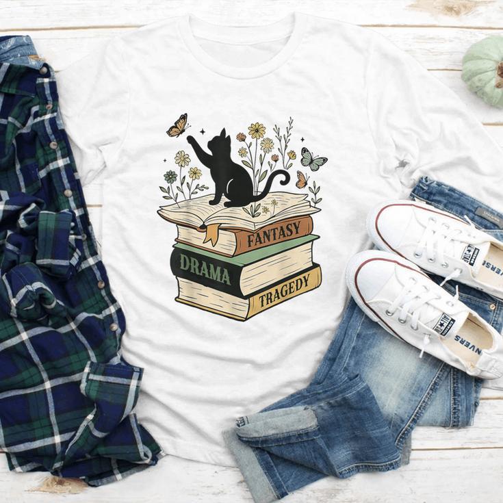 Fantasy Drama Tragedy Cat Book Lover Reading Humor Youth Long Sleeve Tee