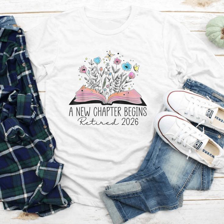 Floral Book A New Chapter Begins Retired 2026 Retirement Youth Long Sleeve Tee