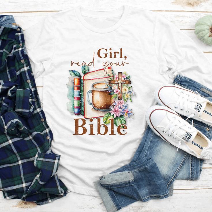 Girl Read Your Bible Christian Faith Jesus Book Youth Long Sleeve Tee Girl Read Your Bible Christian Faith Jesus Book Youth Long Sleeve Tee