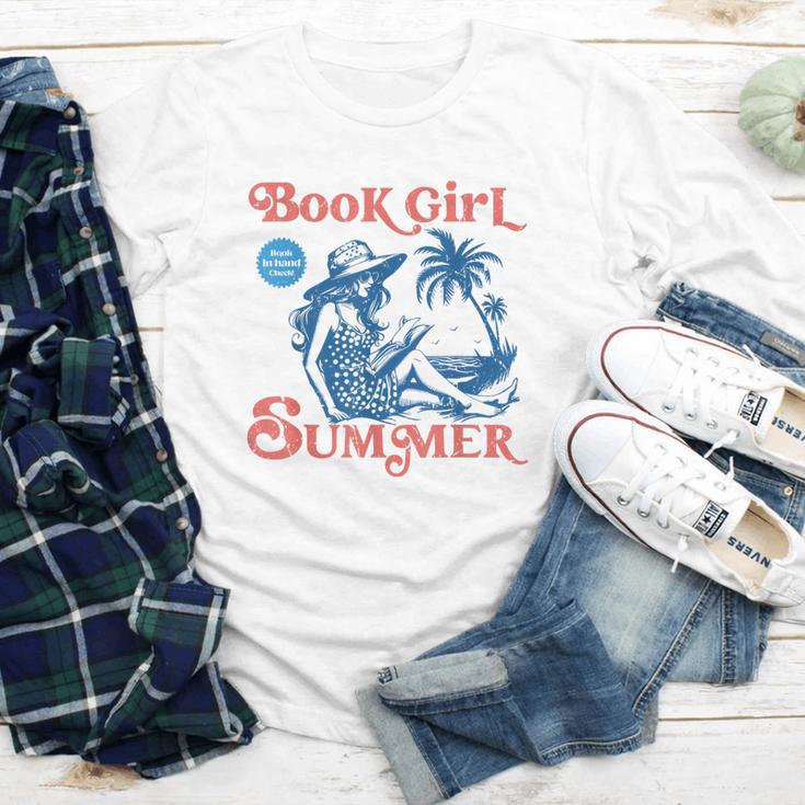 Girl Reading Book Summer Beach Vacation For Book Lover Youth Long Sleeve Tee
