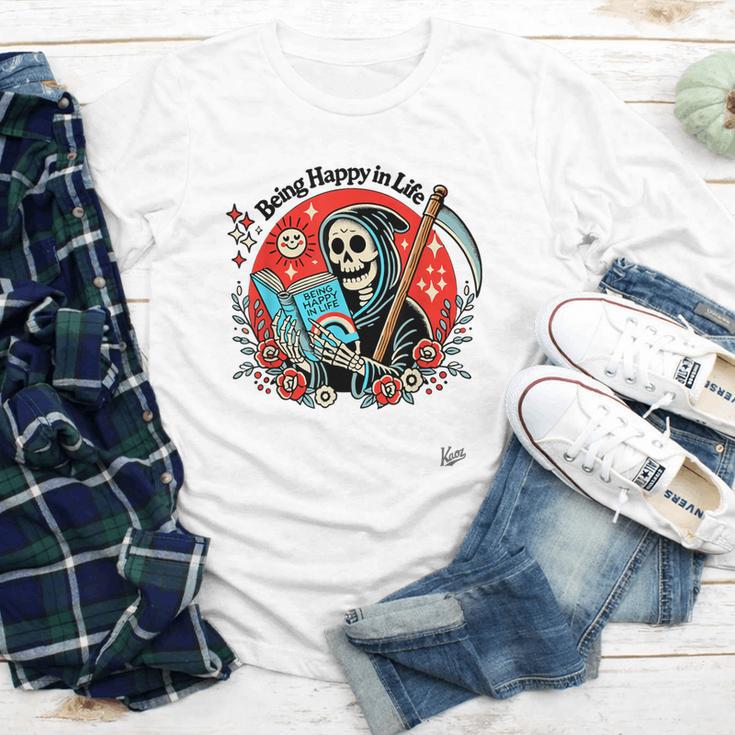Grim Reaper Reads a Book Youth Long Sleeve Tee