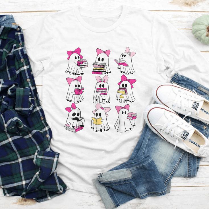 Halloween Pink Ghost Read More Books Spooky Boo Teacher Kids Youth Long Sleeve Tee