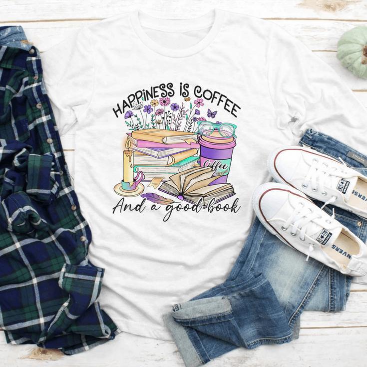 Happiness Is Coffee And a Good Book Women Love Reading Book Youth Long Sleeve Tee