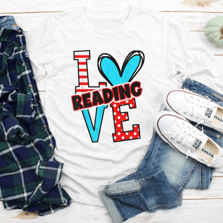 I Heart Books Love Reading Red And Stripe Animated Cat For Men Women Girls Kids Youth Long Sleeve Tee