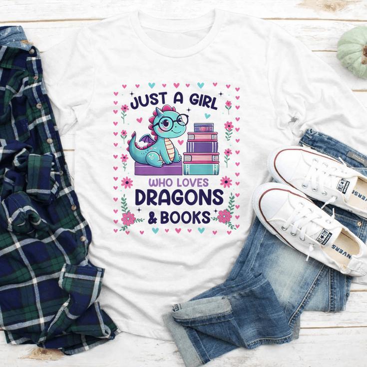 Just A Girl Who Loves Dragons And Books Lover Reading Book Youth Long Sleeve Tee