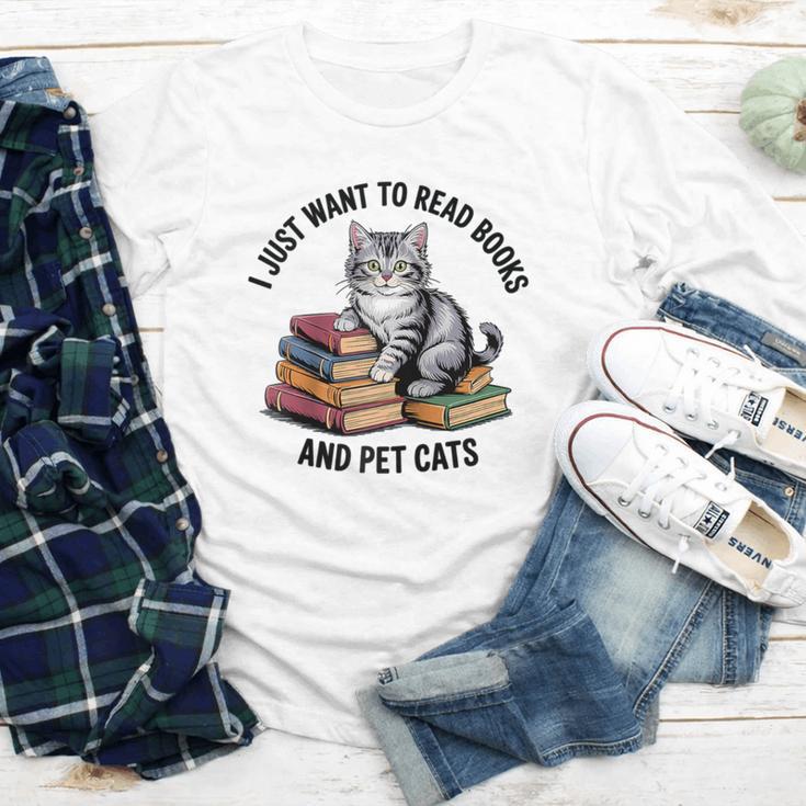 I Just Want To Read Books And Pet Cats Raglan Baseball Tee Youth Long Sleeve Tee