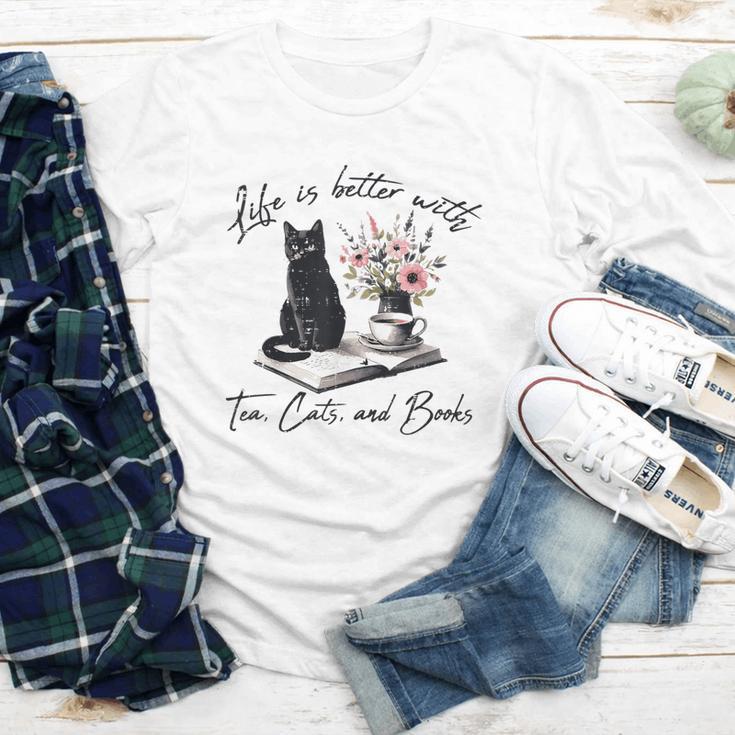 Life Better With 2 Cats Books Kitten Kitty Women Girls Kids Youth Long Sleeve Tee