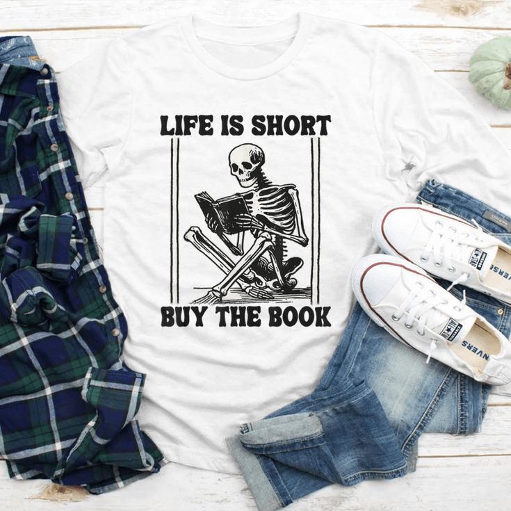 Life Is Short Buy The Book Skeleton Book Lover Reading Youth Long Sleeve Tee Life Is Short Buy The Book Skeleton Book Lover Reading Youth Long Sleeve Tee