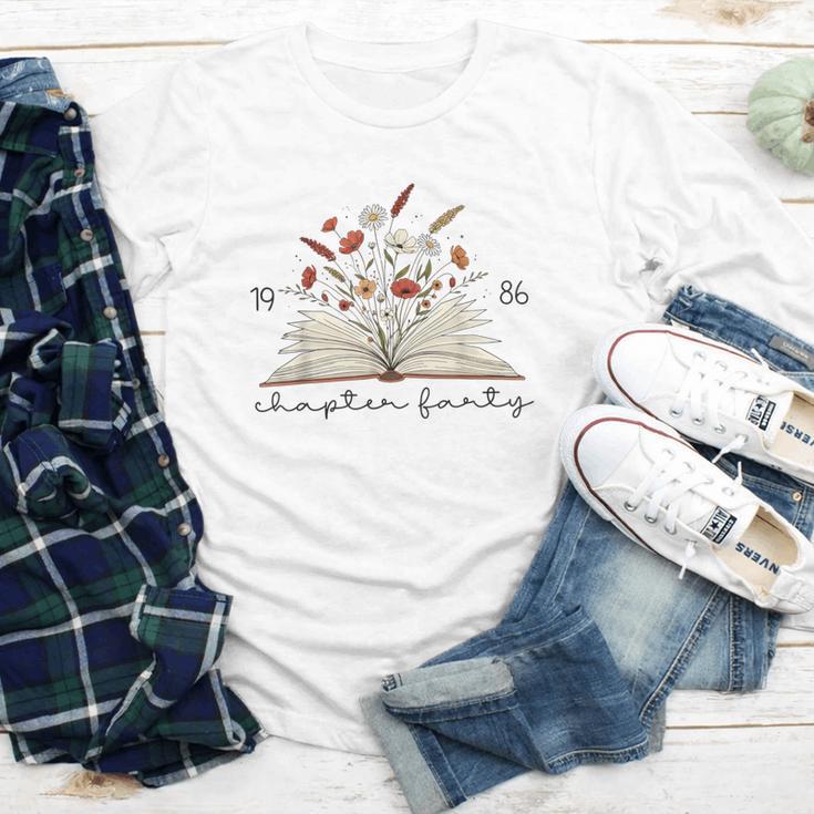 Life Chapter Forty 1986 Floral Book 40th Birthday Youth Long Sleeve Tee Life Chapter Forty 1986 Floral Book 40th Birthday Youth Long Sleeve Tee
