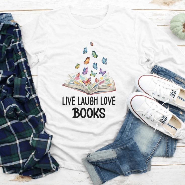 Live Laugh & Love Books Reading Butterfly Book Lover Bookish Premium Youth Long Sleeve Tee