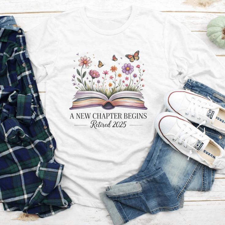 a New Chapter Begins Retired 2025 Floral Book Retirement Youth Long Sleeve Tee a New Chapter Begins Retired 2025 Floral Book Retirement Youth Long Sleeve Tee
