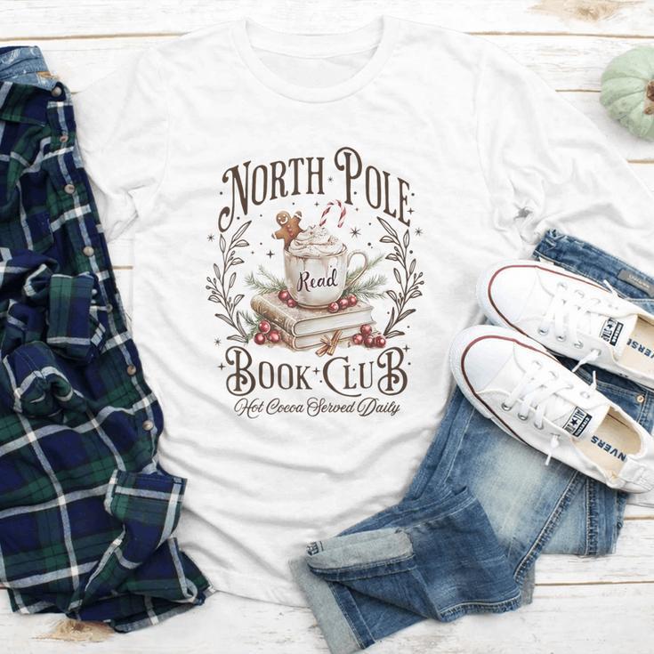 North Pole Readers Club Bookish Xmas Santa Book Reading Youth Long Sleeve Tee