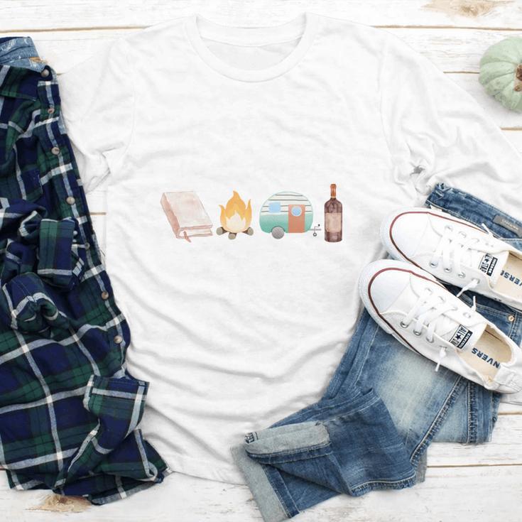 The Perfect Weekend Camping Essentials Wine Books Campfire Youth Long Sleeve Tee The Perfect Weekend Camping Essentials Wine Books Campfire Youth Long Sleeve Tee