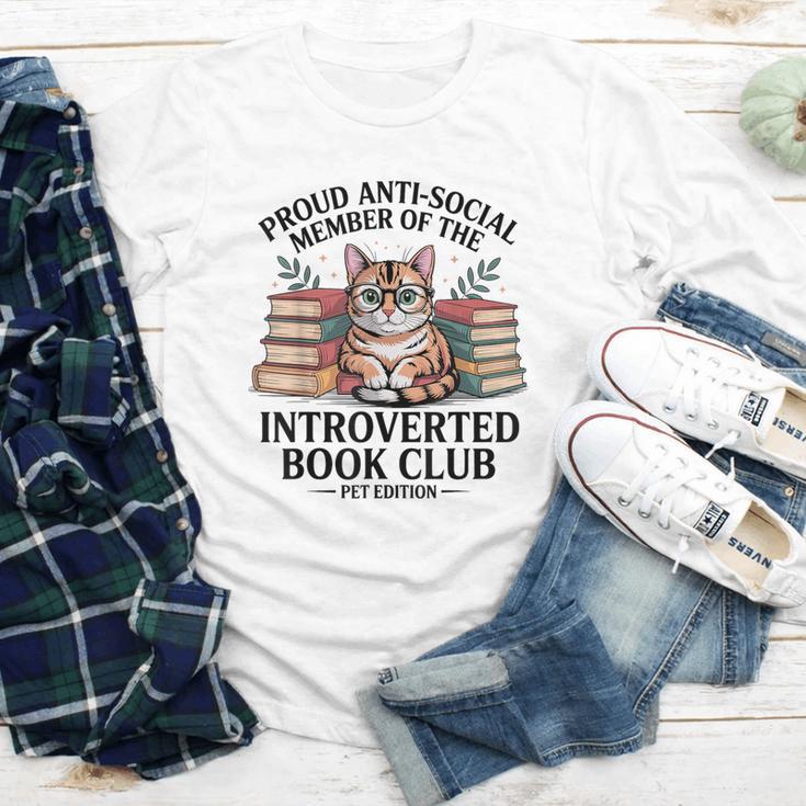 Proud Introverted Book Club Anti Social Reader Pet Cat Youth Long Sleeve Tee