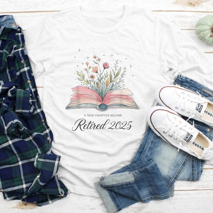 Quote New Chapter Begins Retired 2025 Floral Open Book Youth Long Sleeve Tee Quote New Chapter Begins Retired 2025 Floral Open Book Youth Long Sleeve Tee