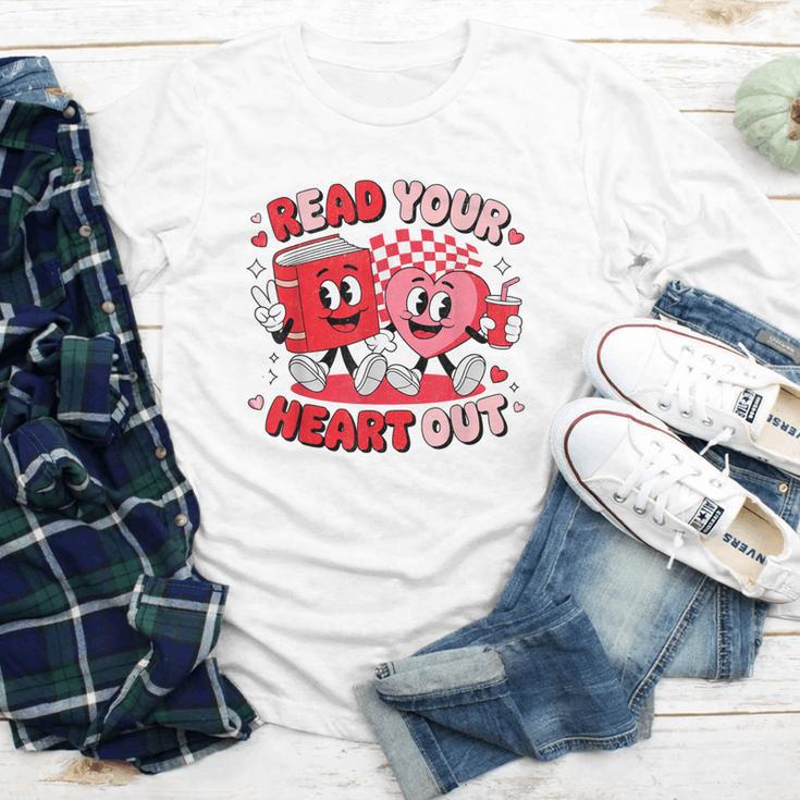 Read Your Heart Out Valentine's Day Retro Teacher Bookish Youth Long Sleeve Tee