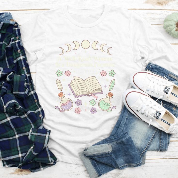 Well Read Woman Literature Quote Celestial Book Floral Youth Long Sleeve Tee