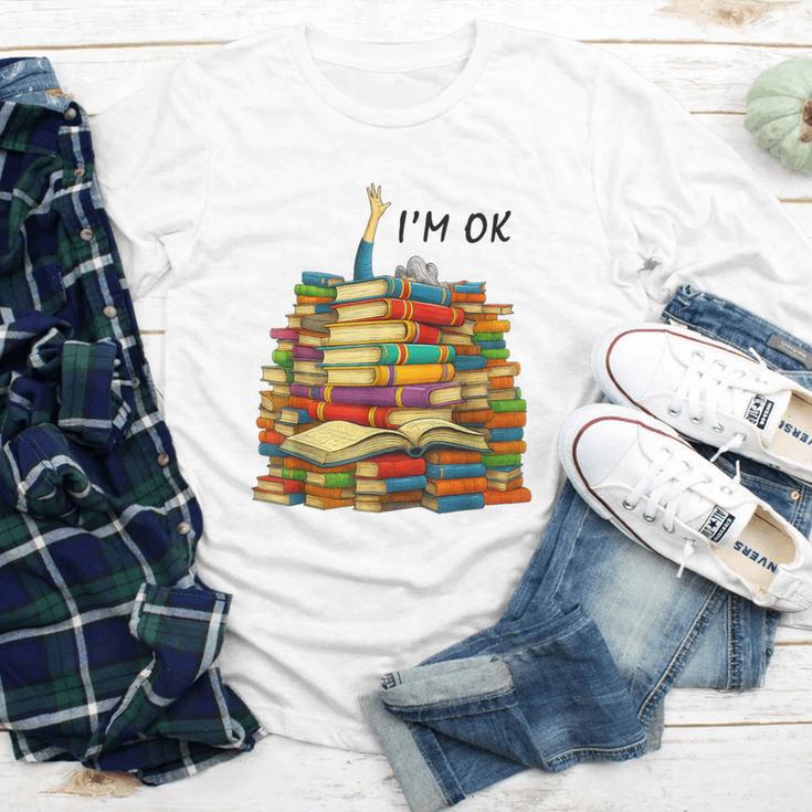 Reading Books Librarian Reader Nerd I'm Ok Teacher School Youth Long Sleeve Tee