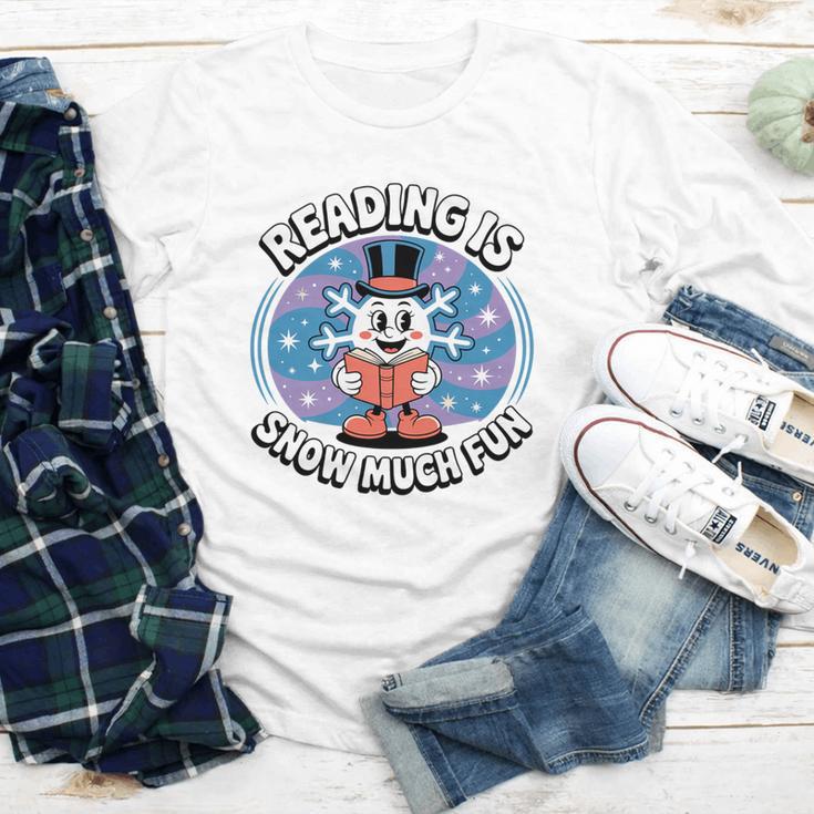 Reading Is Snow Much Fun Snowflake Book Lovers Winter Theme Premium Tri-Blend Youth Long Sleeve Tee