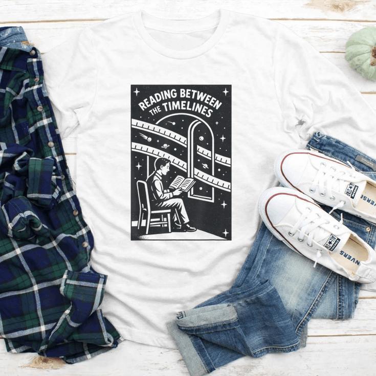 Reading Between The Timelines Time Travel Books Youth Long Sleeve Tee