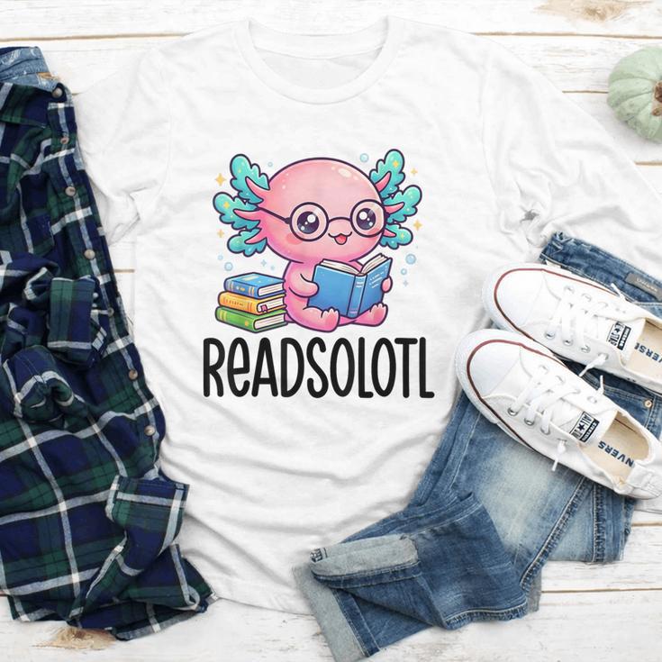 Readsolotl Cute Axolotl Reading Book Kawaii Pink Aesthetic Youth Long Sleeve Tee