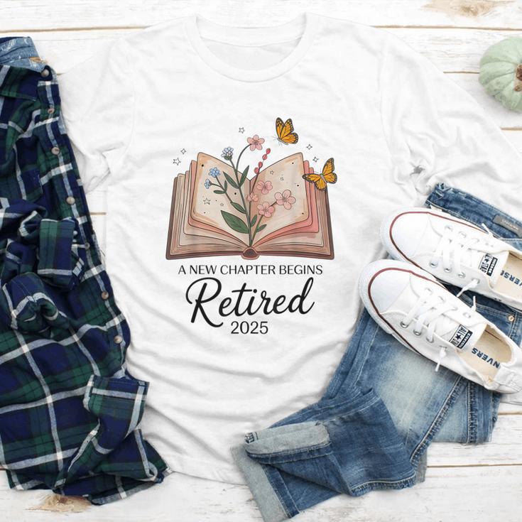 Retired 2025 A New Chapter Begins Retirement Teacher Book Youth Long Sleeve Tee