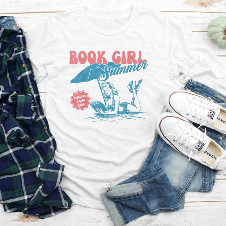Retro Book Girl Summer Beach Vacation For Book Lover Youth Long Sleeve Tee Retro Book Girl Summer Beach Vacation For Book Lover Youth Long Sleeve Tee