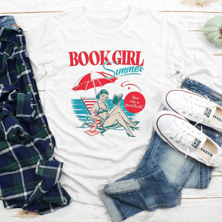 Retro Book Girl Summer For Women Beach Reading Youth Long Sleeve Tee