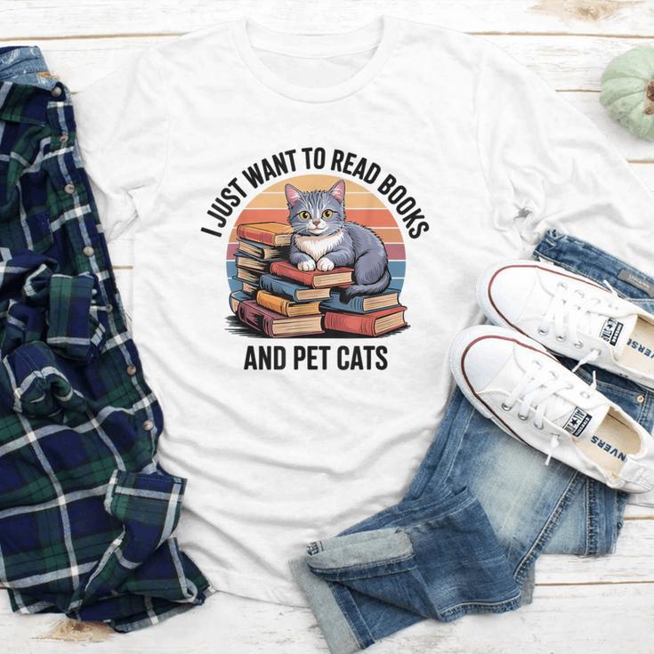 Retro I Just Want To Read Books And Pet Cats Cat Youth Long Sleeve Tee Retro I Just Want To Read Books And Pet Cats Cat Youth Long Sleeve Tee