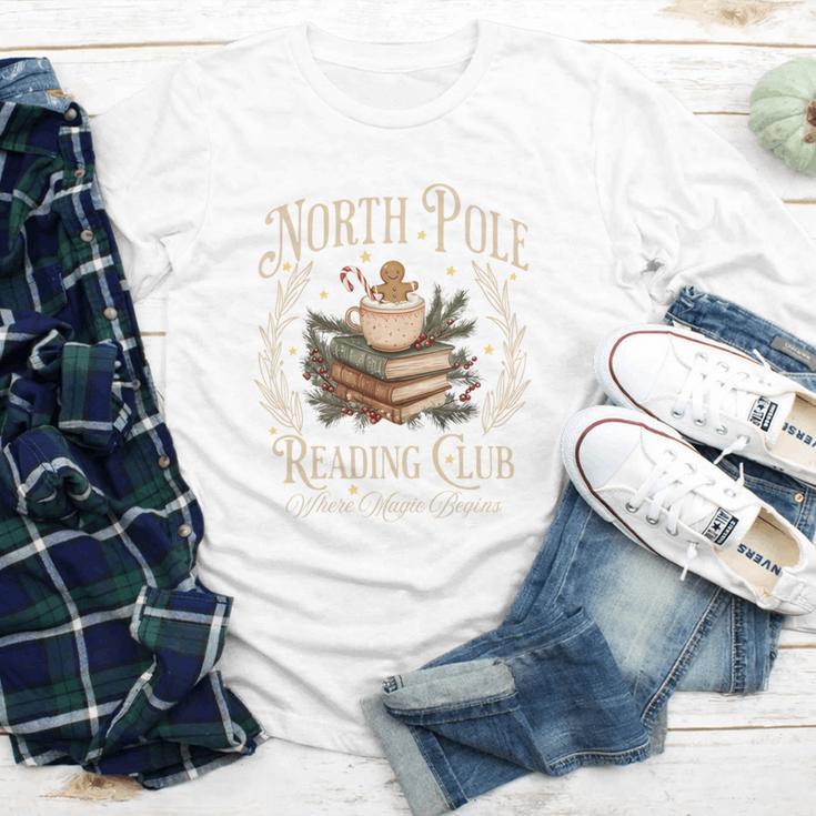 Retro North Pole Reading Club Hot Cocoa Book Lovers Xmas Youth Long Sleeve Tee