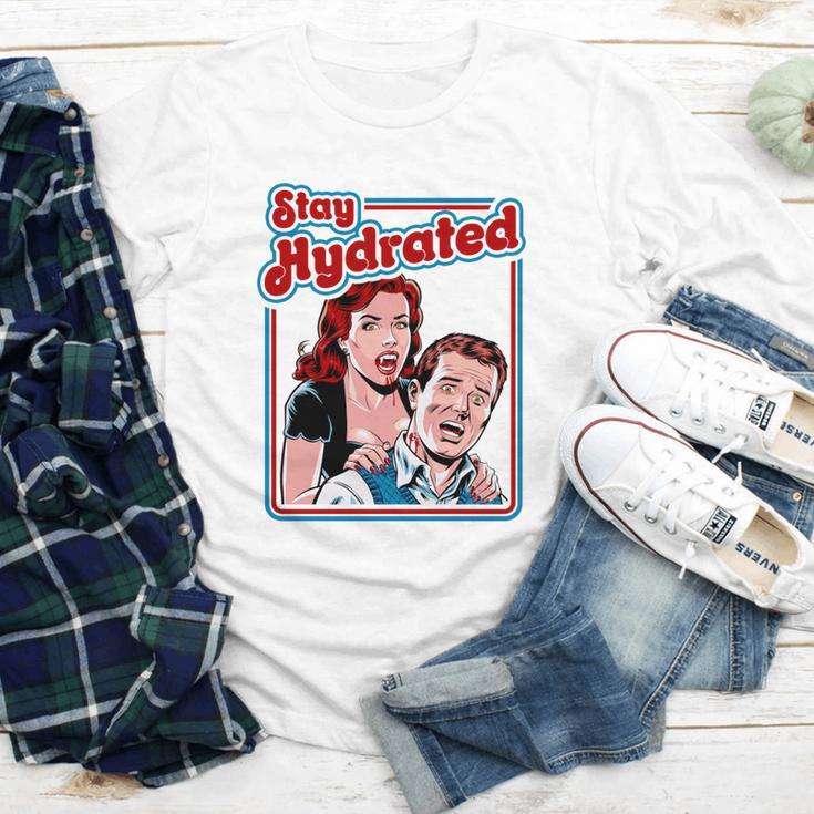 Retro Vampire Book Cover Style Stay Hydrated Halloween Youth Long Sleeve Tee