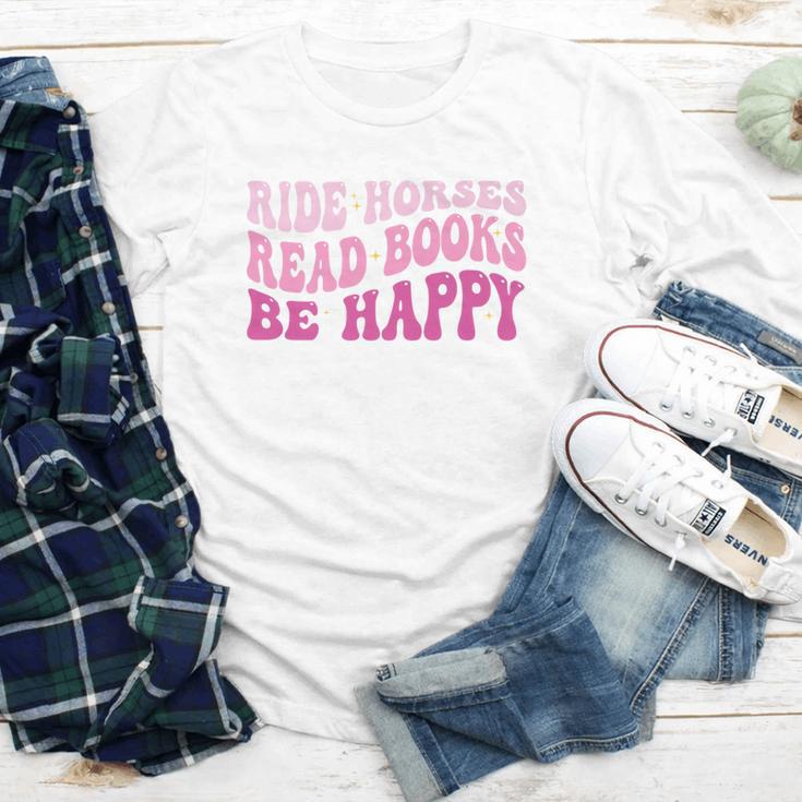 Ride Horses Read Books Be Happy Groovy Book Horse Premium Youth Long Sleeve Tee