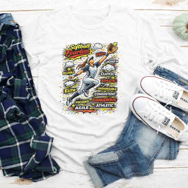Softball Outfielder Best Traits Brave Retro Comic Book Art Premium Tri-Blend Youth Long Sleeve Tee