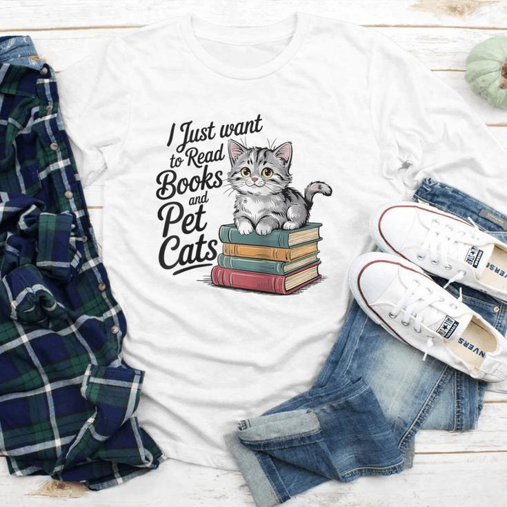 Vintage I Just Want To Read Books And Pet Cats Cat Raglan Baseball Tee Youth Long Sleeve Tee