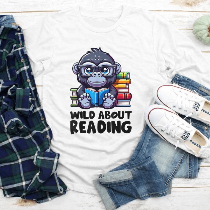 Wild About Reading Book Lover Gorilla Youth Long Sleeve Tee