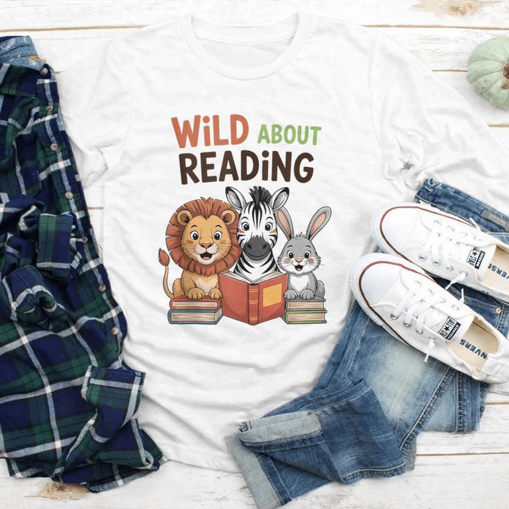 Wild About Reading Zoo Animals For Bookworm Book Reader Youth Long Sleeve Tee