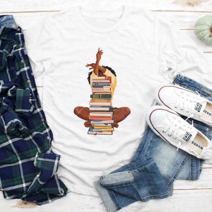 Woman And Books Stack Afro Girl Book Lover Premium Tri-Blend Youth Long Sleeve Tee