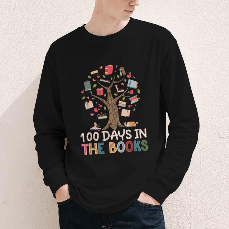 100 Days In The Books Reading Teacher Cute Book Lover Youth Long Sleeve Tee