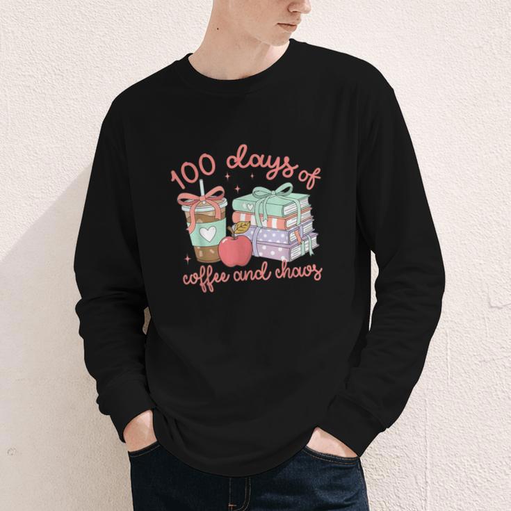 100 Days Of Coffee And Chaos Coquette Bow Book Apple Youth Long Sleeve Tee 100 Days Of Coffee And Chaos Coquette Bow Book Apple Youth Long Sleeve Tee