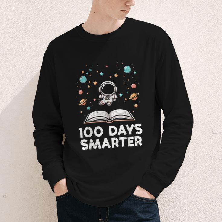 100 Days Smarter Astronaut Book 100th Day Girls Kids Women Youth Long Sleeve Tee