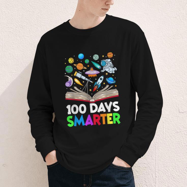 100th Day Of School Astronaut Books Space 100 Days Smarter Youth Long Sleeve Tee