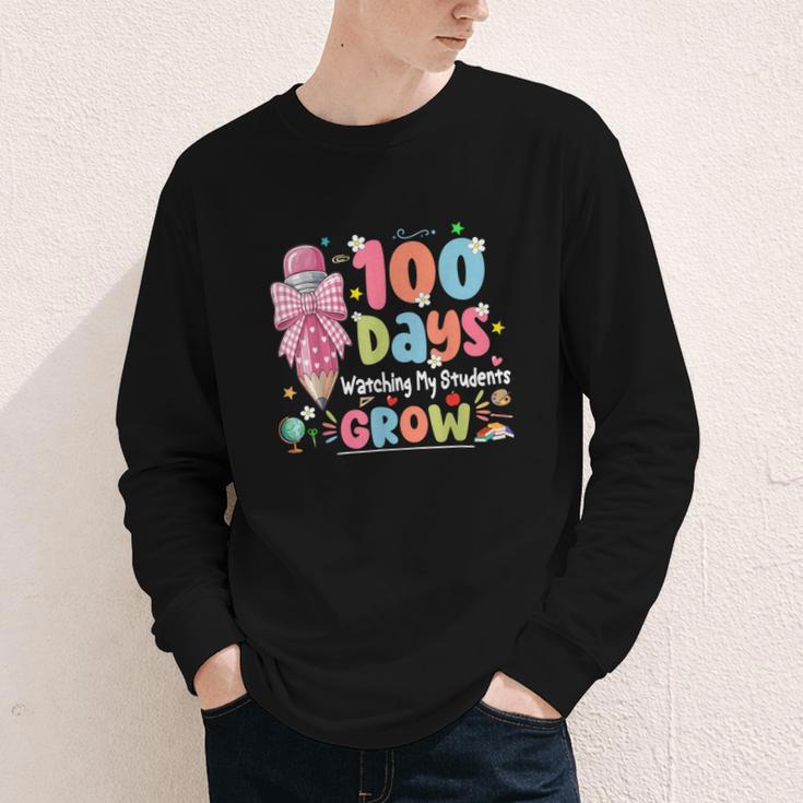 100th Day Of School Teacher Women Floral Books Youth Long Sleeve Tee