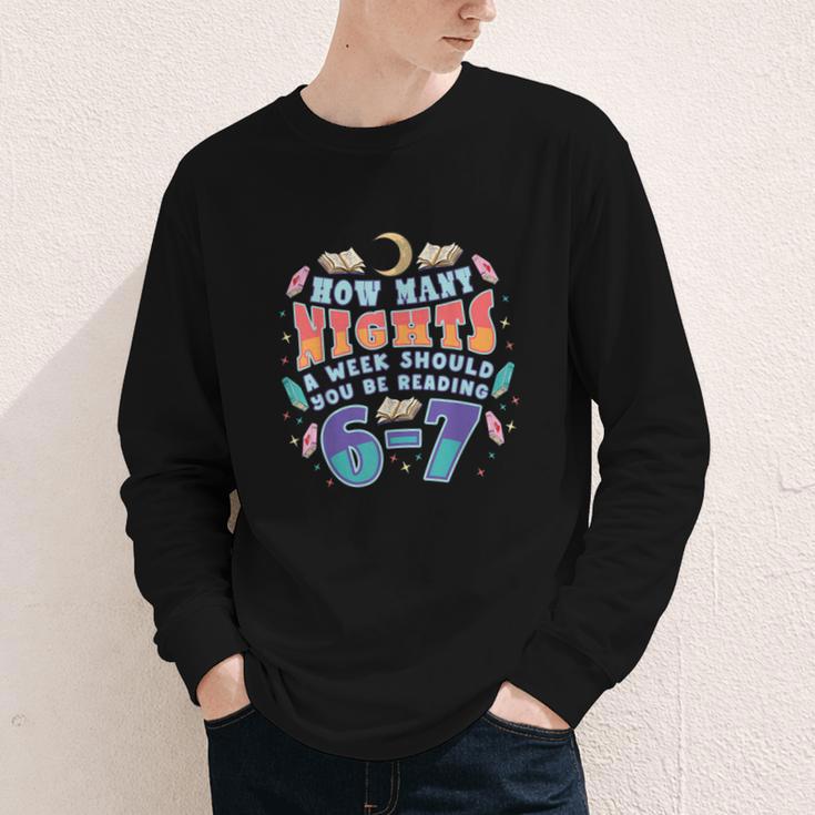 67 Meme Reading How Many Nights Should Read Book Six Seven Youth Long Sleeve Tee