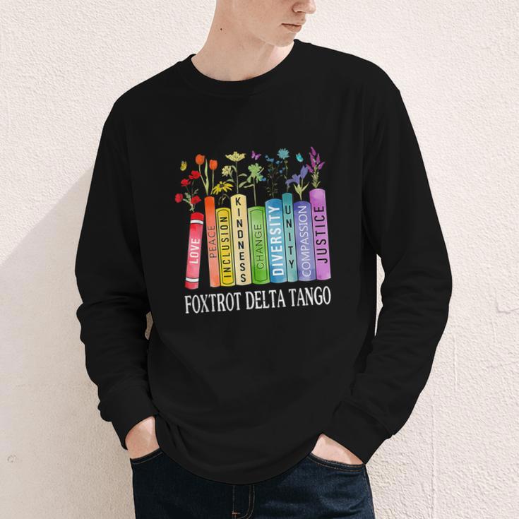 8647 Foxtrots Tangos Deltas Book Flower Resist Book Lovers Youth Long Sleeve Tee