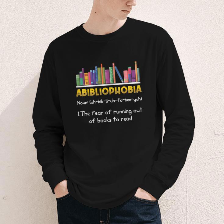 Abibliophobia Fear Of Running Out Of Books Read Book Youth Long Sleeve Tee Abibliophobia Fear Of Running Out Of Books Read Book Youth Long Sleeve Tee